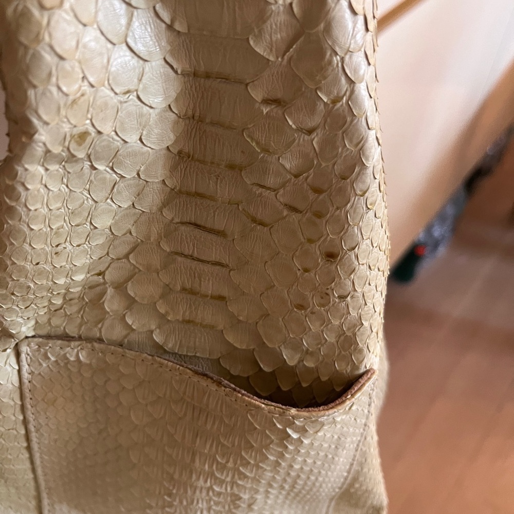 Ted Rossi Cream Python-Embossed Shoulder Bag - image 8